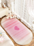 Axyaa Love Pattern Gradient Color Soft Rug – Valentine's Day Bedroom Carpet