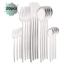 Axyaa 20-Piece Stainless Steel Cutlery Set - Matte Finish Flatware Set