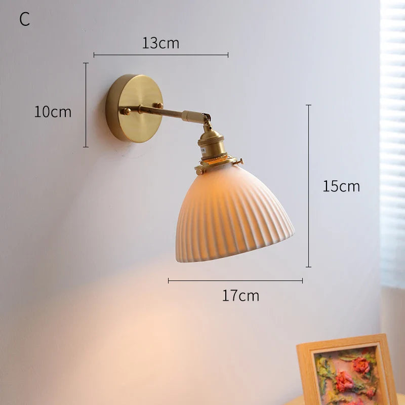 Axyaa White Ceramic Wall Lamp Modern Nordic Japanese Style LED Lighting