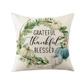Axyaa Harvest Pumpkin Plaid Linen Blue Pillow Cover for Festive Decor