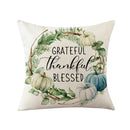 Axyaa Harvest Pumpkin Plaid Linen Blue Pillow Cover for Festive Decor
