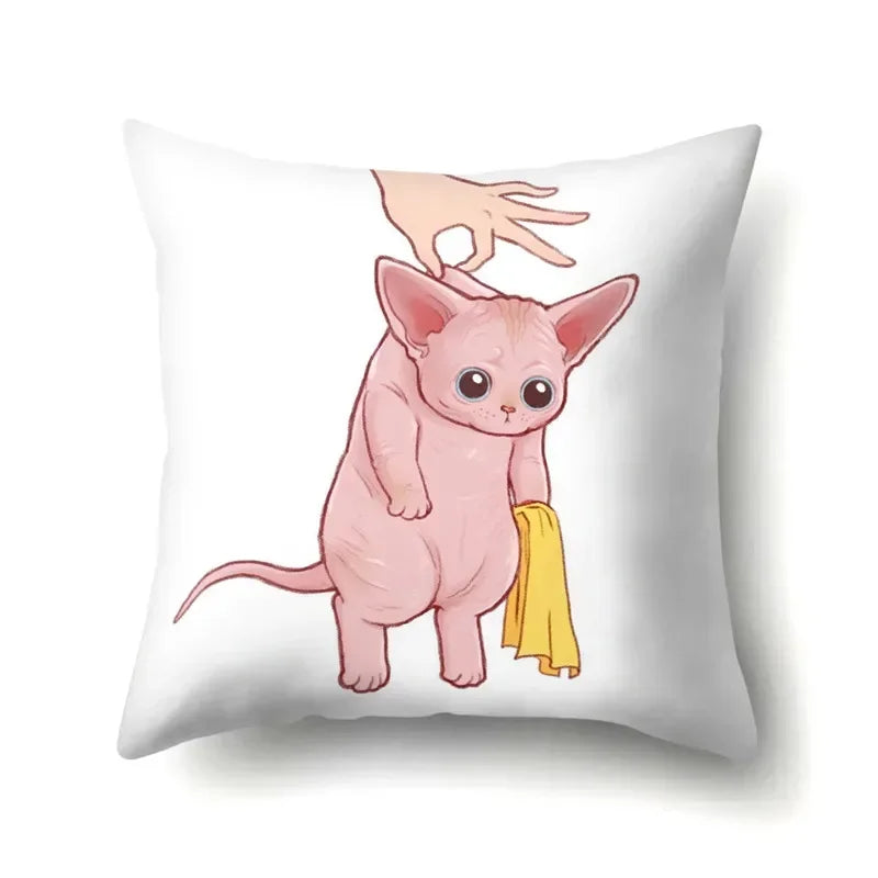 Cute Cat Cushion Cover by Axyaa: Cartoon Pets Pillow Case for Home Sofa Decor