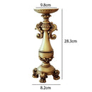 Axyaa Gold Fern Pattern Resin Candlestick Sculpture - Vintage European French Design