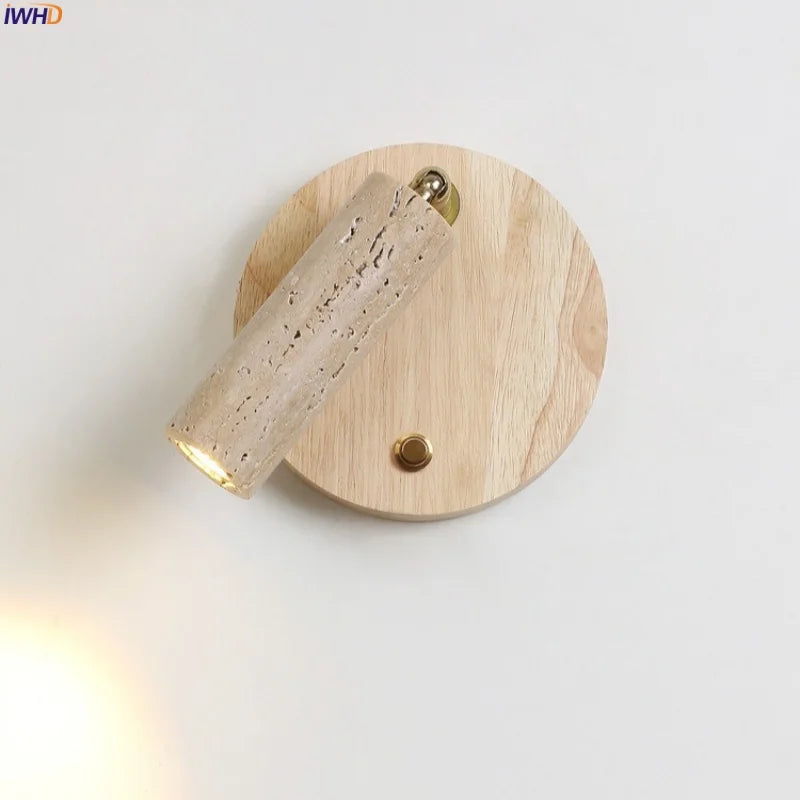 Axyaa Wabi Sabi LED Wall Sconce Yellow Travertine Bedside Lamp
