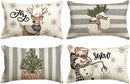 Axyaa Christmas Snowman Reindeer Pillow Case - Winter Holiday Striped Cushion Cover