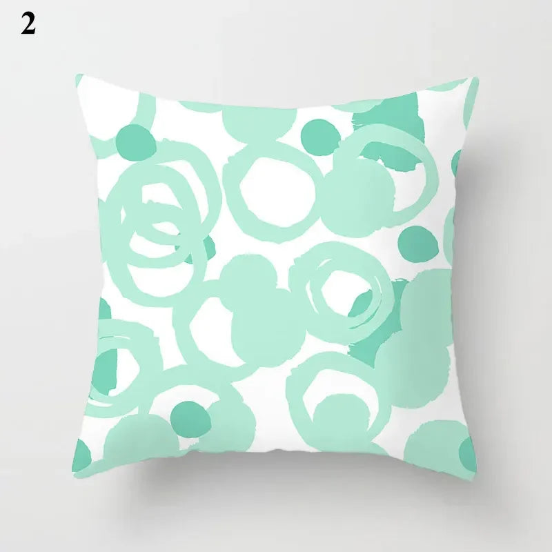 Axyaa Mint Green Blue Geometric Cushion Cover Modern Home Decor