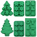 Silicone Christmas Chocolate Mold Set Snowflake Tree Stars Elk Snowman Axyaa