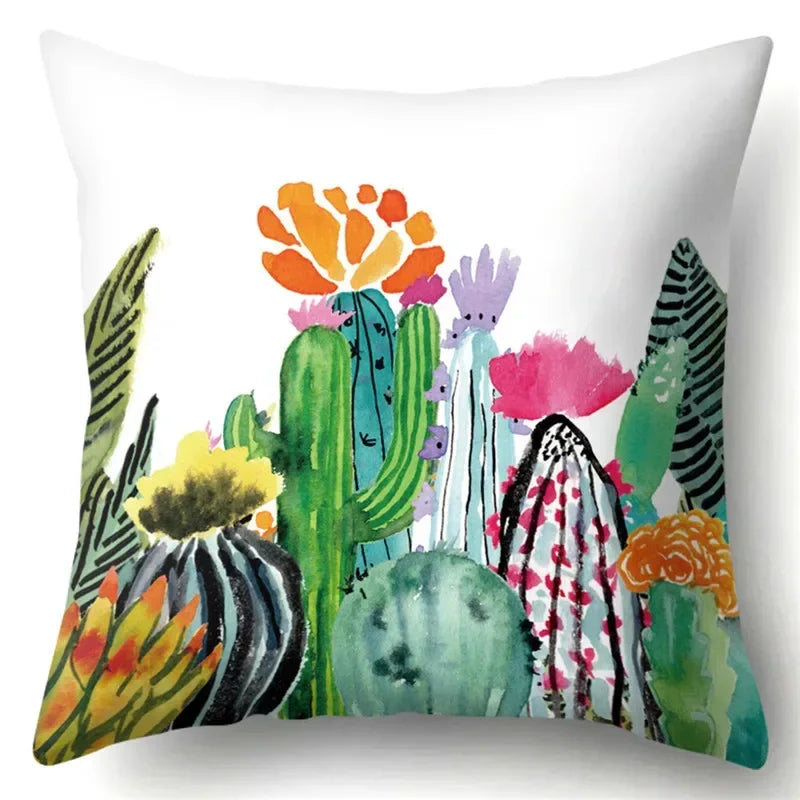 Axyaa Cactus Flower Decorative Cushion Cover 45X45CM Home Sofa Pillowcase