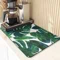 Axyaa Leaves Print Silicone Placemats - Absorbent Kitchen Dish Mat