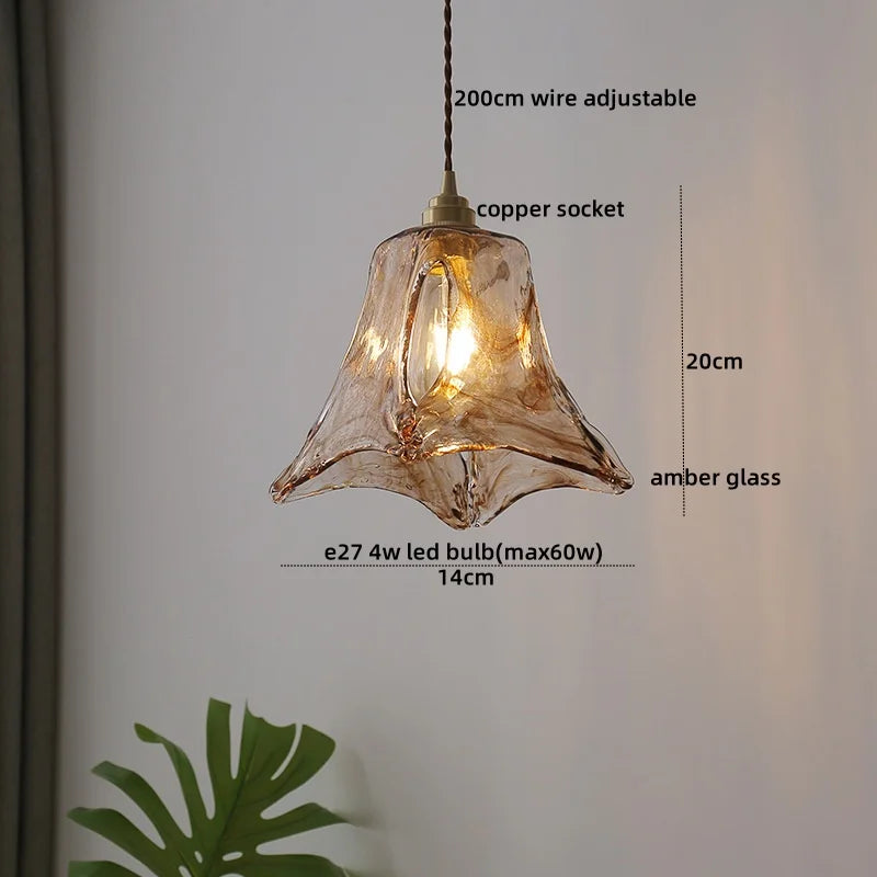 Axyaa Clear Glass LED Pendant Chandelier - Nordic Hanging Lamp for Kitchen, Living Room