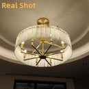Axyaa Copper Marble Ceiling Chandeliers - Modern LED Pendant Light