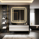 Axyaa Square LED Bathroom Mirror with Touch Sensor, Dimmable Light, and Demister Pad