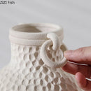 White Ceramic Vase by Axyaa: Minimalist Desk Decor with Artificial Flowers