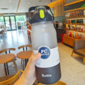 Axyaa Large Capacity Sports Water Bottle with Straw - Portable Frosted Plastic Space Cup