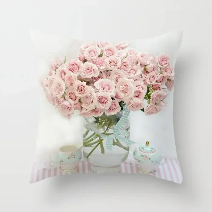 Axyaa Retro Floral Rose Print Pillowcase for Farmhouse Decor 45*45cm