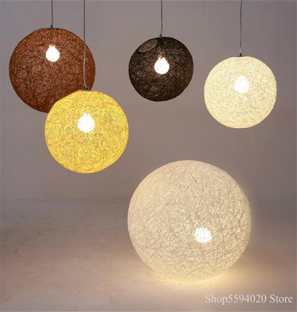 Axyaa Rattan Art Pendant Lights: Modern Hang Lamp for Home, Living Room Kitchen, Bar.