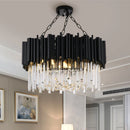 Axyaa Luxury LED Crystal Chandelier for Living & Dining Room - Black Tube Design