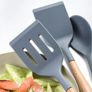 Axyaa Silicone Kitchen Utensils Set with Wooden Handles & Storage Stand