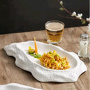 Axyaa Ceramic Oyster Pasta Plate - Irregular Design, White, Household Dinner Plate
