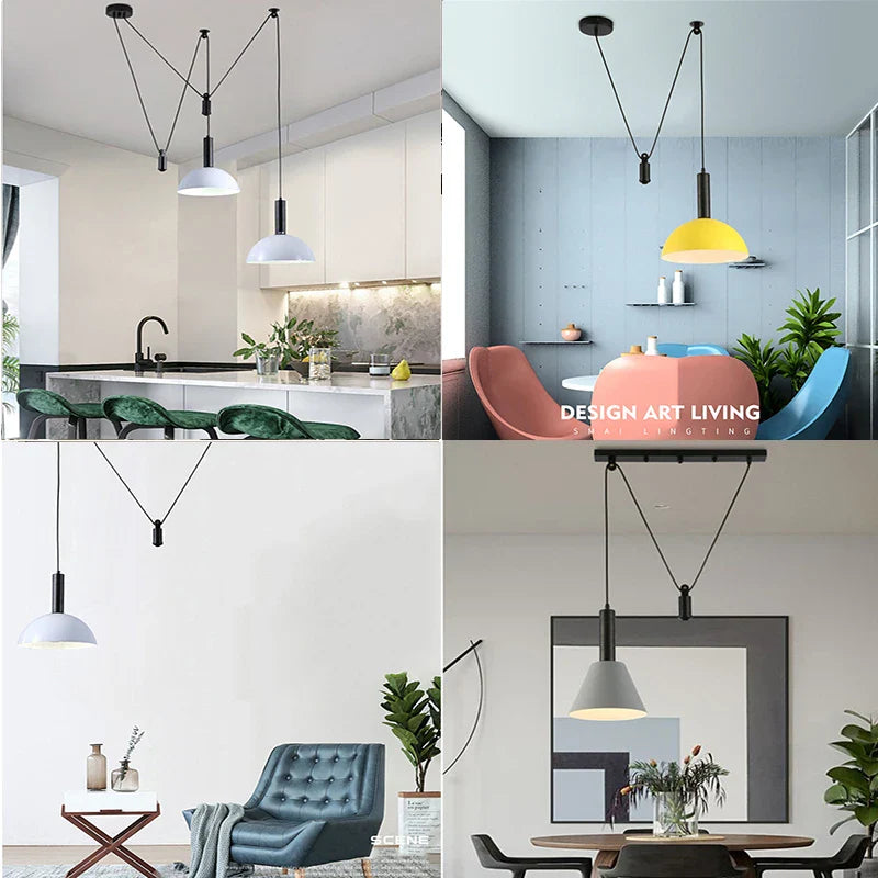 Axyaa Nordic Pulley Liftable LED Pendant Light for Dining Room and Kitchen Decor