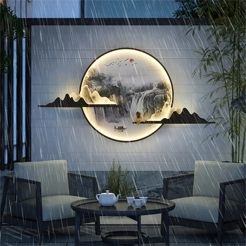 Axyaa Circular LED Mural Lamp for Outdoor Villa Garden Decoration