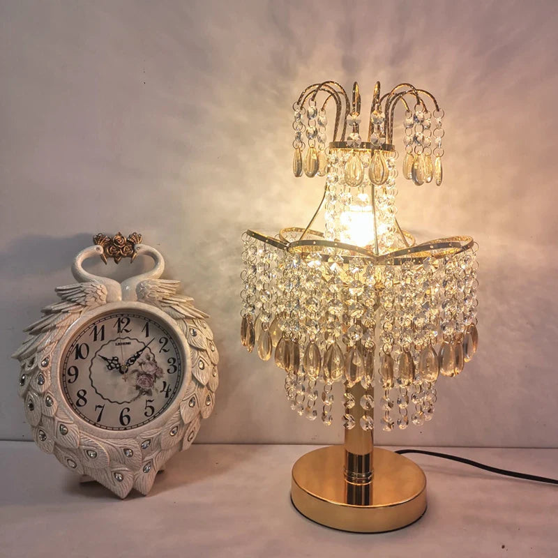 Axya Crystal Table Lamps: Elegant Living Room Bedroom Lighting Home Decor