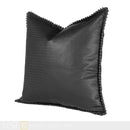Axyaa Black Calfskin Emossed Pillow Cover for Luxury Model Room Decor.