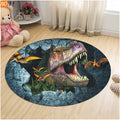 Axyaa Dinosaur Cartoon Kids Round Carpet Rug for Home Floor - Anti-Slip Mats