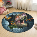 Axyaa Dinosaur Cartoon Kids Round Carpet Rug for Home Floor - Anti-Slip Mats