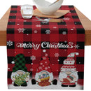 Axyaa Christmas Table Runner with Gnome Elk Tree Snowflake Print