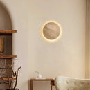 Axyaa LED Wall Light Yellow Travertine Stone Bedside Lamp for Bathroom Mirror
