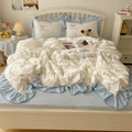 Axyaa Lace Embroidery Girl Heart Bed Four-Piece Set Cotton Summer SheetQuilt Cover