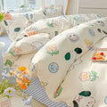 Axyaa Cartoon Floral Print Polyester Full Size Bedding Set with Soft Duvet Cover & Flat Sheet