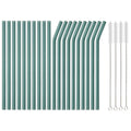Axyaa Glass Straws Set with Cleaning Brushes for Drinks & Cocktails