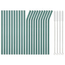 Axyaa Glass Straws Set with Cleaning Brushes for Drinks & Cocktails