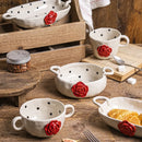 Axya Rose Tableware Set: Amphora, Salad Bowl, Mugs, Plates, Steak, Sushi, Dessert, Fruit Dish