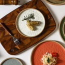 Axyaa Coarse Pottery Vertical Edge Ceramic Pasta Plate, Solid Color Round Dish