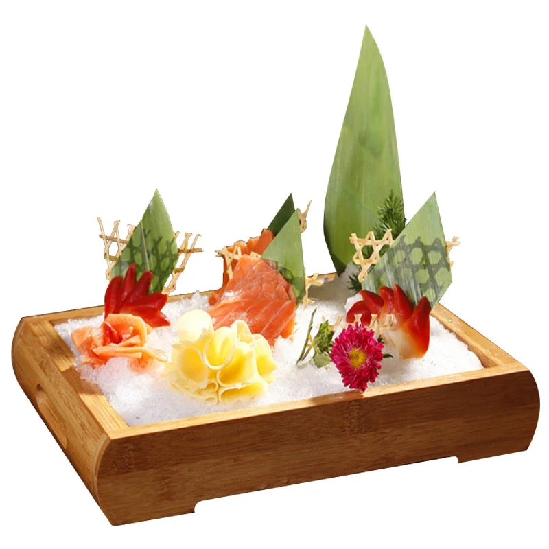 Axya Wooden Sashimi Sushi Box with Lid | Restaurant Tableware for Food Storage