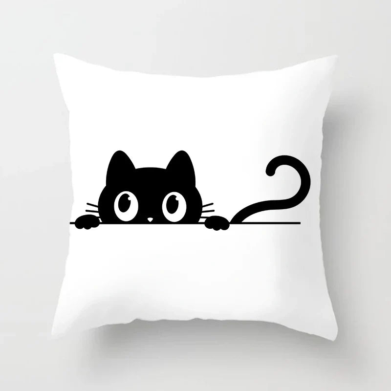 Skull Cat Black Pillowcase 45x45cm Home Decor for Sofa & Car - Axyaa