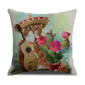 Axyaa Pug Pets Pattern Sofa Cushion Cover Home Decor Pillowcase Linen Cartoon