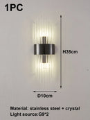 Axyaa Gold/Black Crystal Wall Sconces: Stainless Steel LED Lamp for Home Decor