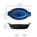 Axyaa Ceramic Blue Boat Plate Fish Bowl for Baking, Cheese, and Serving