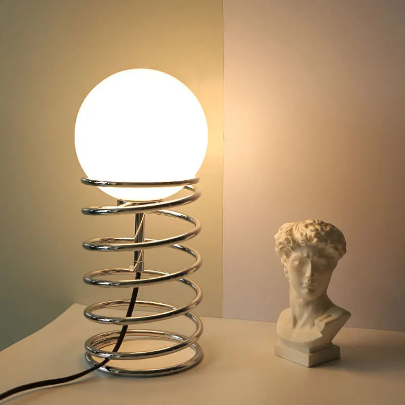 Axya Bauhaus Spring Table Lamp - Nordic Modern Glass LED Bedside Lamp