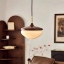 Axyaa Hazelnut Retro Pendant Light with Wood Grain Finish for Bedroom and Dining Room