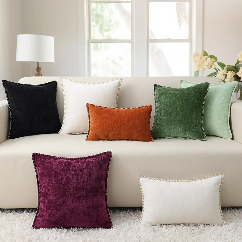 Axyaa Brown Chenille Cushion Cover 45x45 - High Quality Pillowcase for Home Decor