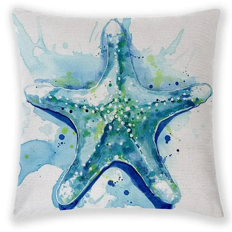 Axyaa Sea Animal Linen Pillow Case 45*45cm Home Decoration