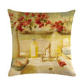 Axyaa Retro Flower Oil Painting Linen Pillowcase 45*45cm