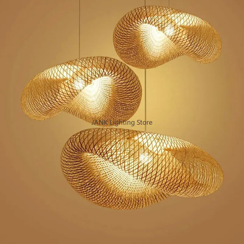 Axyaa Bamboo Wicker Suspension Lamp for Indoor Lighting