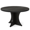Axyaa 47.24" Round Farmhouse Dining Table for 4-6, Solid Wood with Pedestal Base