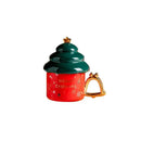 Axyaa Ceramic Christmas Tree Mug with Gold Wind Chime Handle